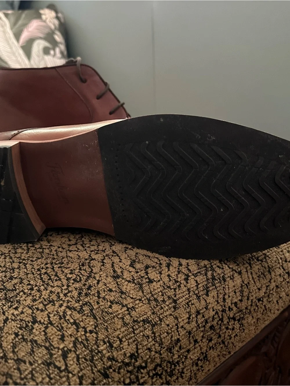 Florsheim Cognac Leather Chukka Boots with Brogue Toe Size 13 3E